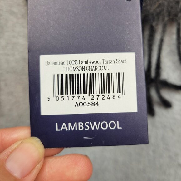 Ballantrae Edinburgh Lambswool Scarf Tartan Plaid Thomson Charcoal New - Picture 5 of 9